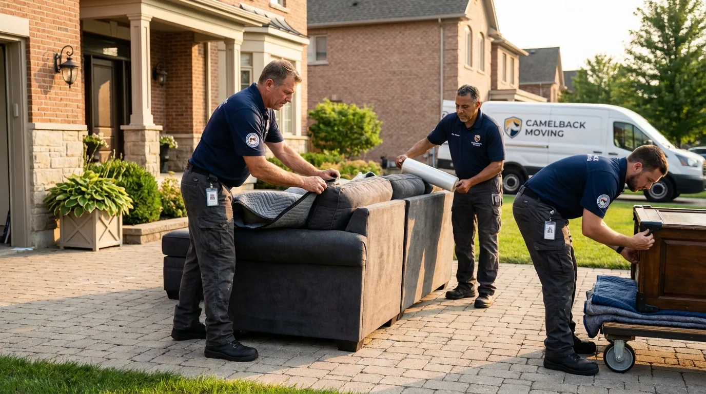Large estate moving crew wrapping furniture in Summit Hill, PA